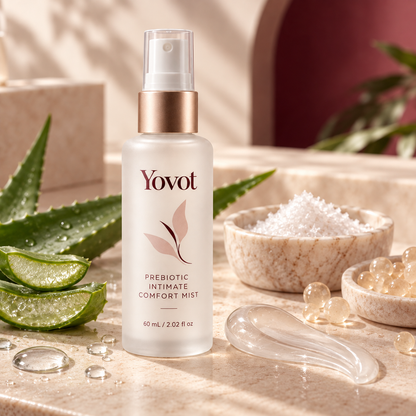 Yovot intimate comfort mist with aloe and cosmetic ingredient textures