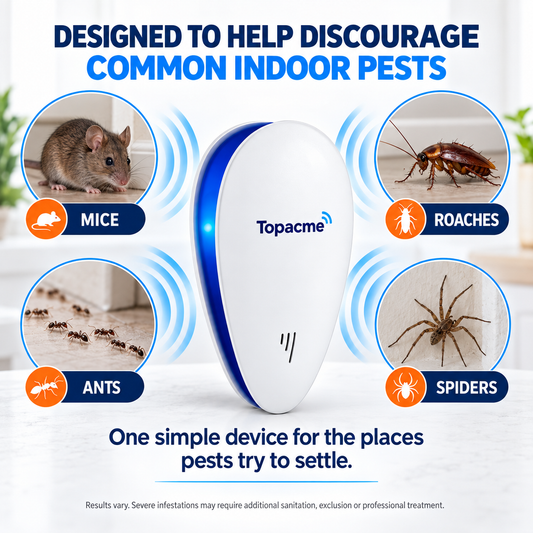 Common household pests the Topacme device is designed to help discourage