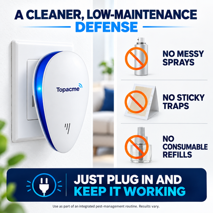 Topacme plug-in approach compared with sprays, sticky traps and consumable refills
