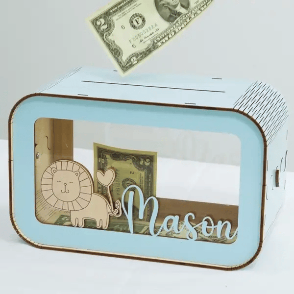Animated demonstration of opening the bank to access savings