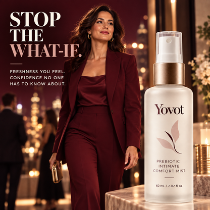 Yovot freshness campaign featuring a confident adult woman and the Stop the What-If message