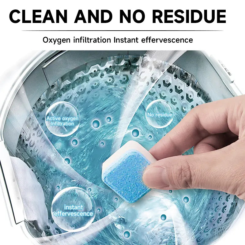 Effervescent washer cleaner tablet with no residue