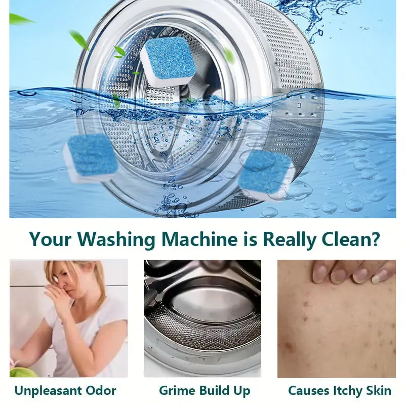 Washing machine cleaner tablet for odor and residue care
