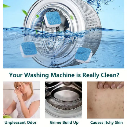 Washing machine cleaner tablet for odor and residue care