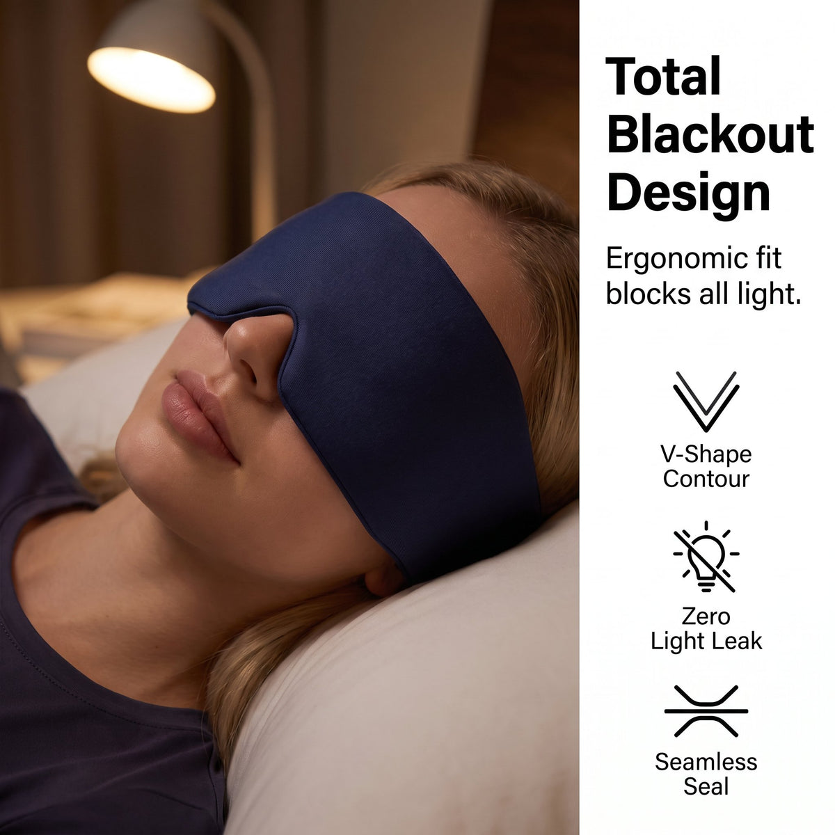Lights Out Weighted Eye Mask – Strapless 360° Wraparound. Light Blocking Sleep Mask for Travel & Stress Relief