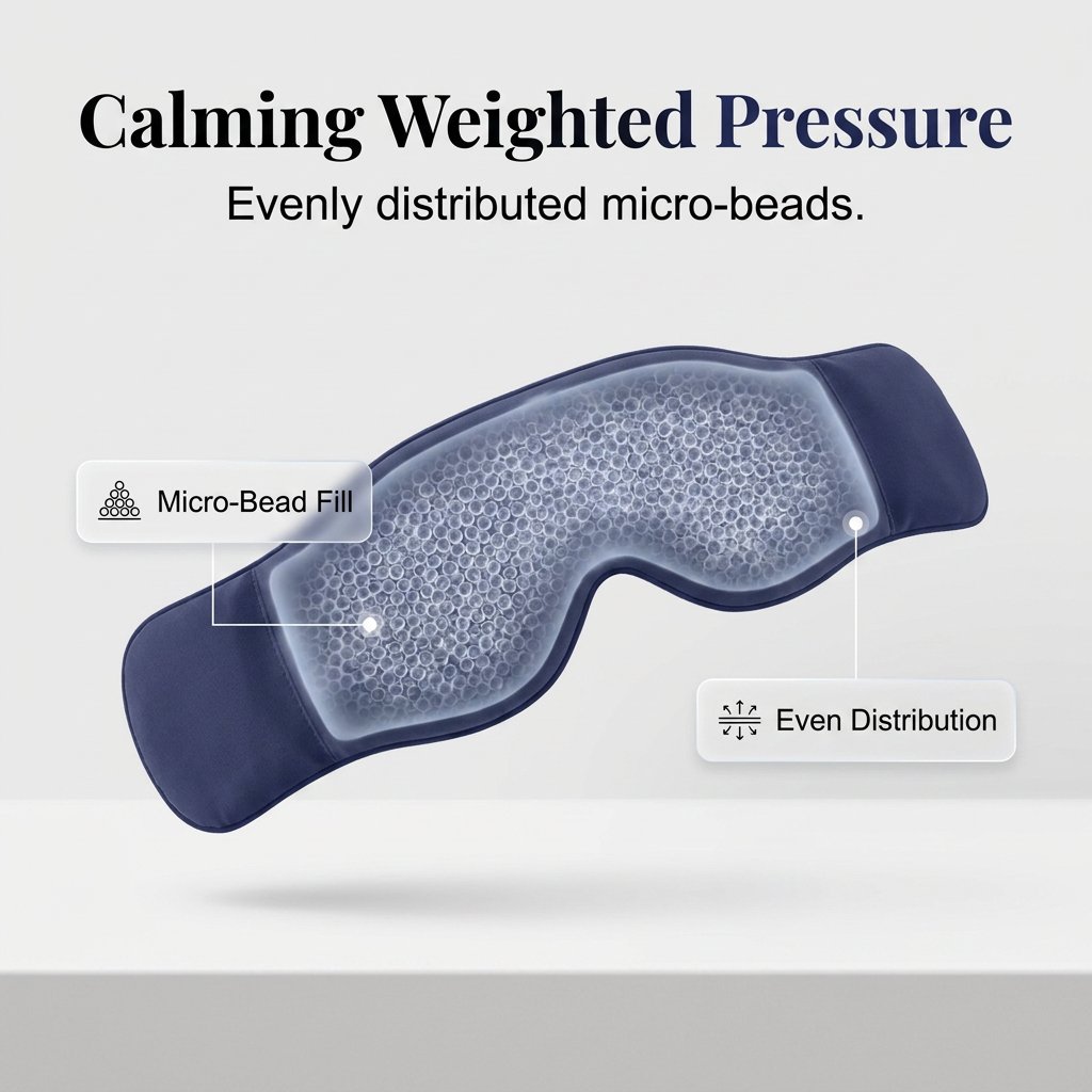 Lights Out Weighted Eye Mask – Strapless 360° Wraparound. Light Blocking Sleep Mask for Travel & Stress Relief