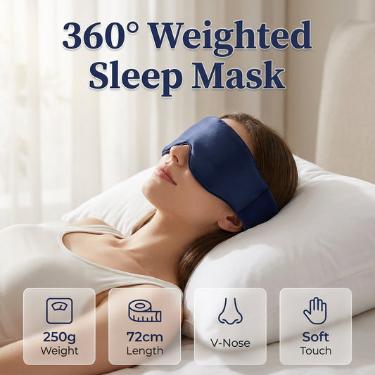 Lights Out Weighted Eye Mask – Strapless 360° Wraparound. Light Blocking Sleep Mask for Travel & Stress Relief