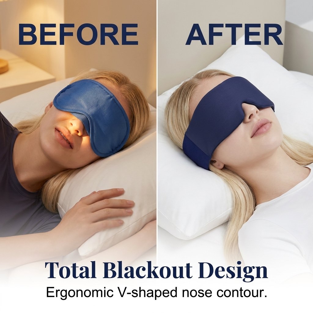 Lights Out Weighted Eye Mask – Strapless 360° Wraparound. Light Blocking Sleep Mask for Travel & Stress Relief