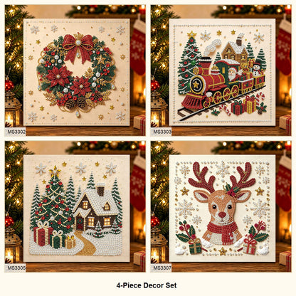 4-Piece Decor Set Christmas pearl diamond art bundle