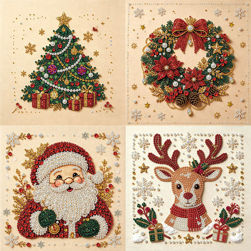 4-Piece Holiday Set Christmas pearl diamond art kit