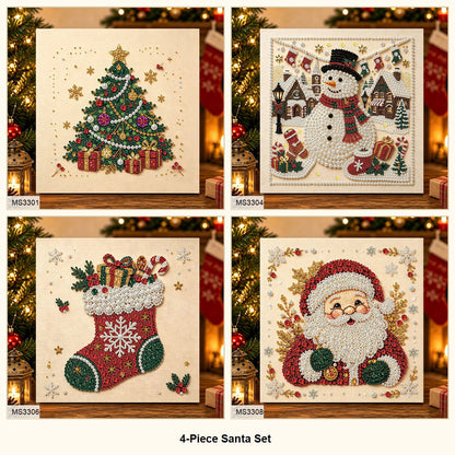 4-Piece Santa Set Christmas pearl diamond art bundle