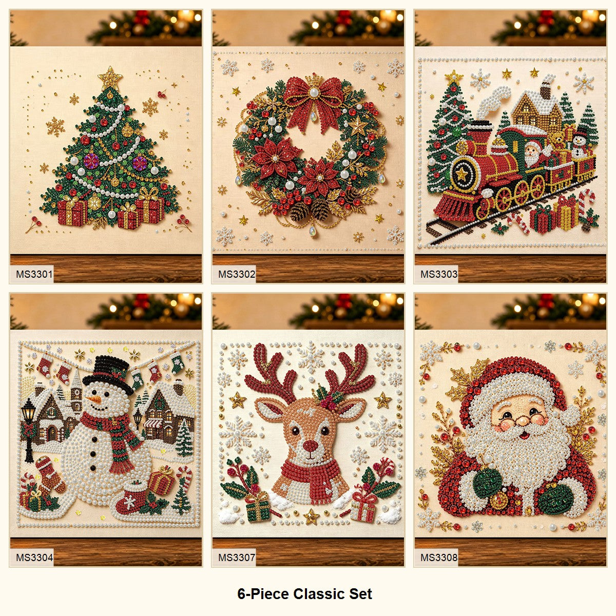 6-Piece Classic Set Christmas pearl diamond art bundle