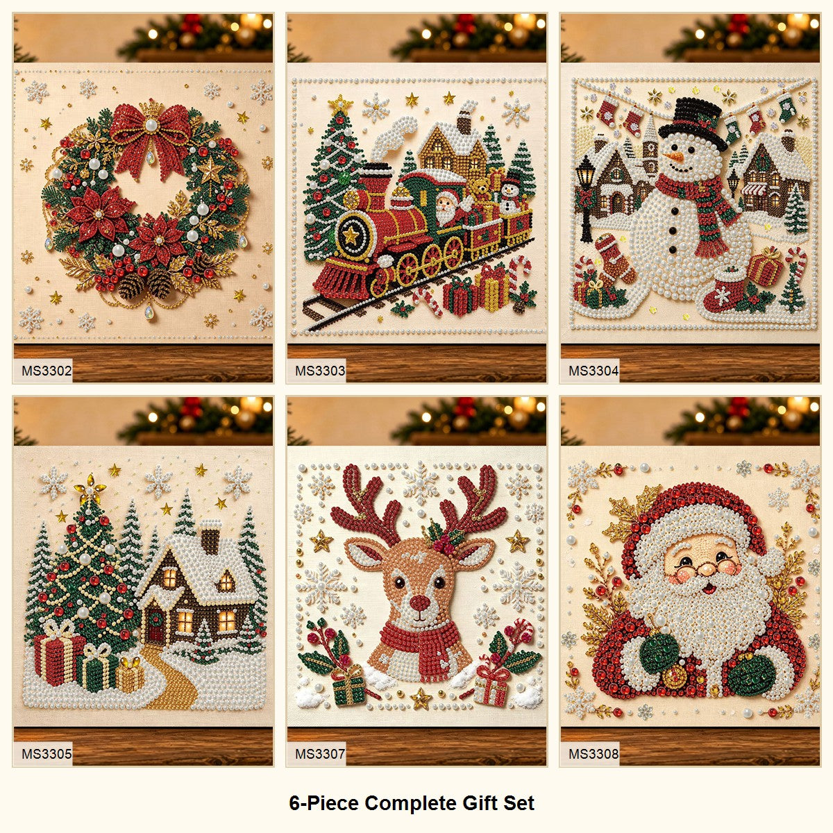 6-Piece Complete Gift Set Christmas pearl diamond art bundle