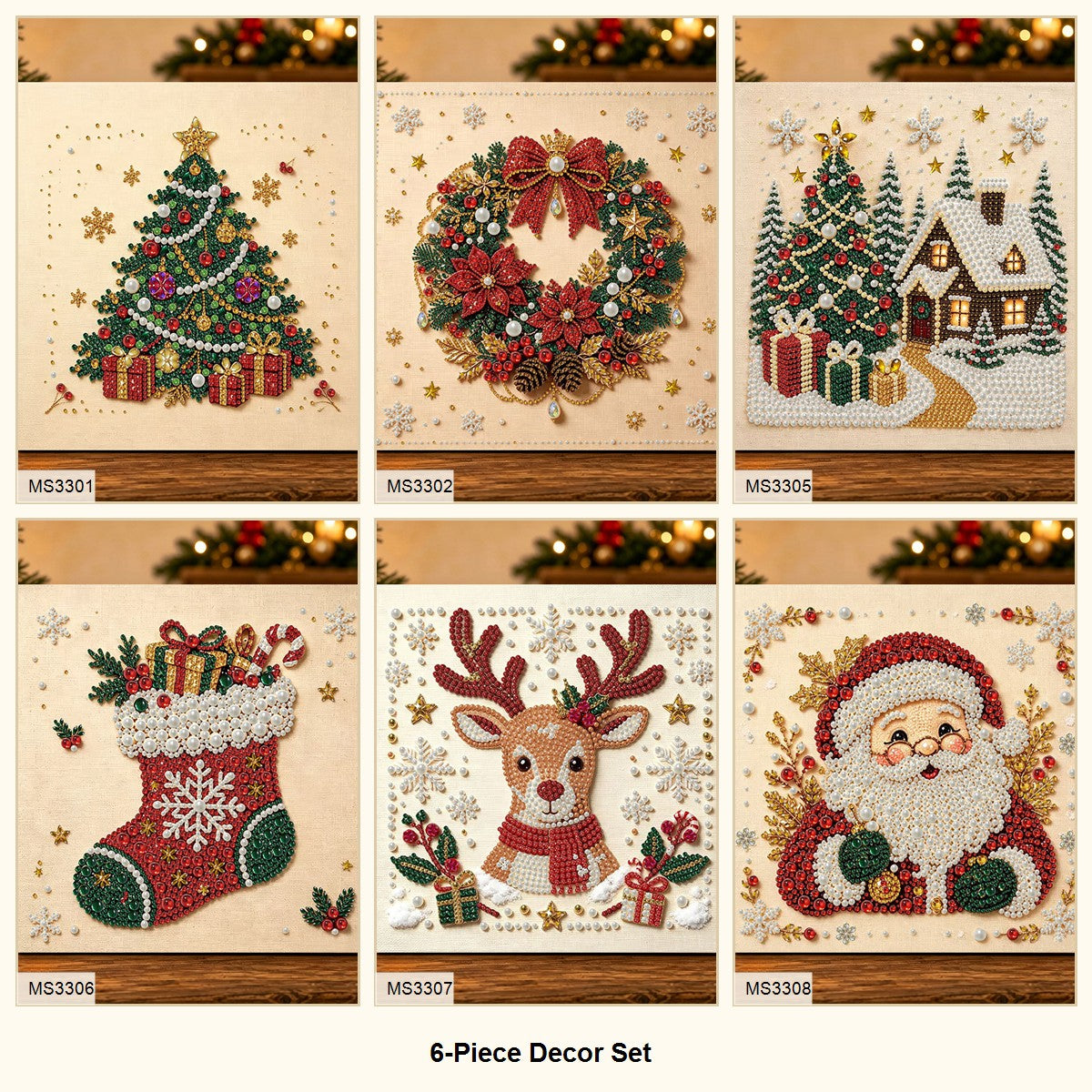 6-Piece Decor Set Christmas pearl diamond art bundle