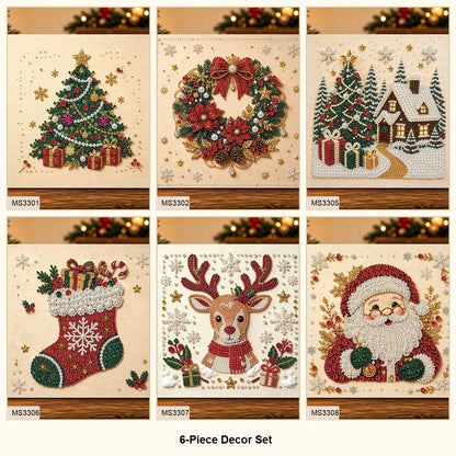 6-Piece Decor Set Christmas pearl diamond art bundle