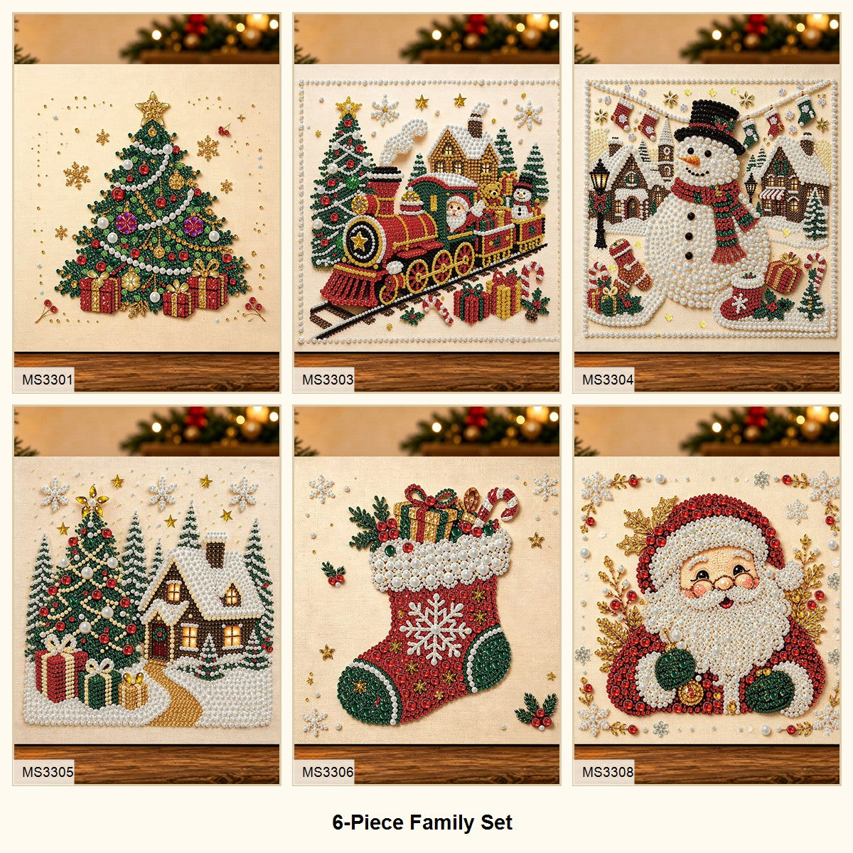 6-Piece Family Set Christmas pearl diamond art bundle
