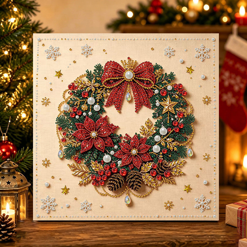 MS3302 Christmas wreath pearl diamond art kit
