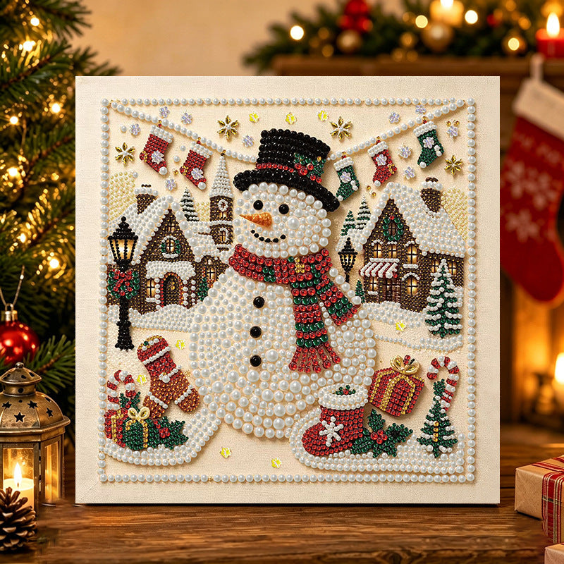 MS3304 Christmas snowman pearl diamond art kit