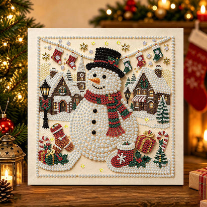 MS3304 Christmas snowman pearl diamond art kit
