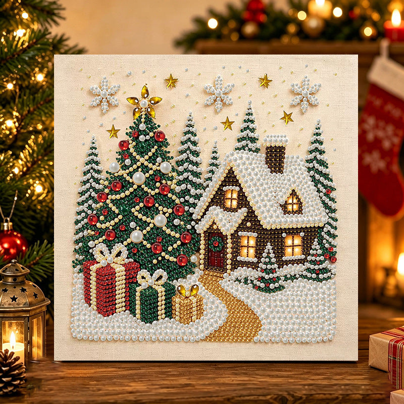 MS3305 Christmas cabin pearl diamond art kit