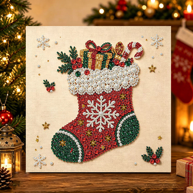 MS3306 Christmas stocking pearl diamond art kit